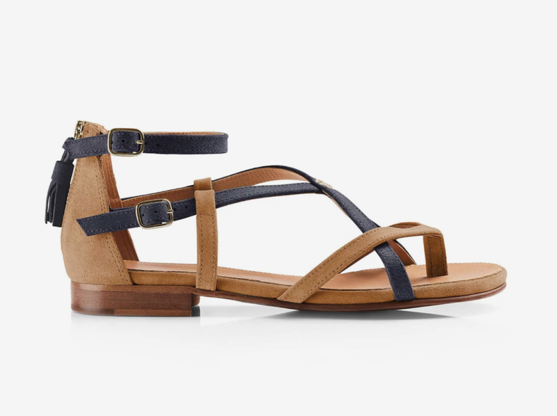 Fairfax and Favor Brancaster Sandal Tan/Navy-4